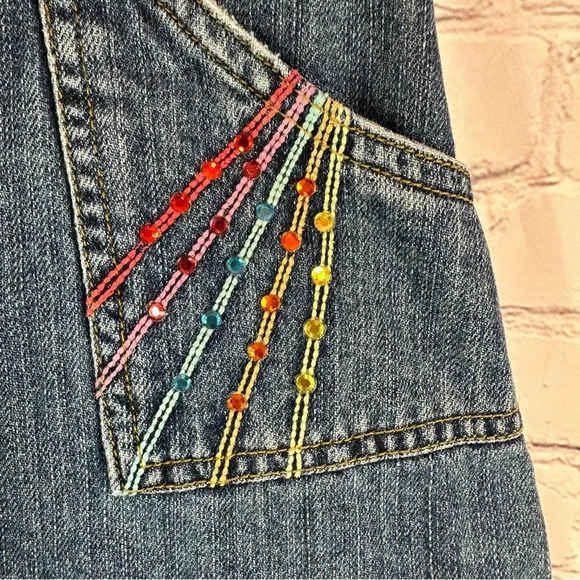 gymboree denim jean skirt with rainbow embroidery and sequins sz 9 2007 Y2K - Picture 2 of 6